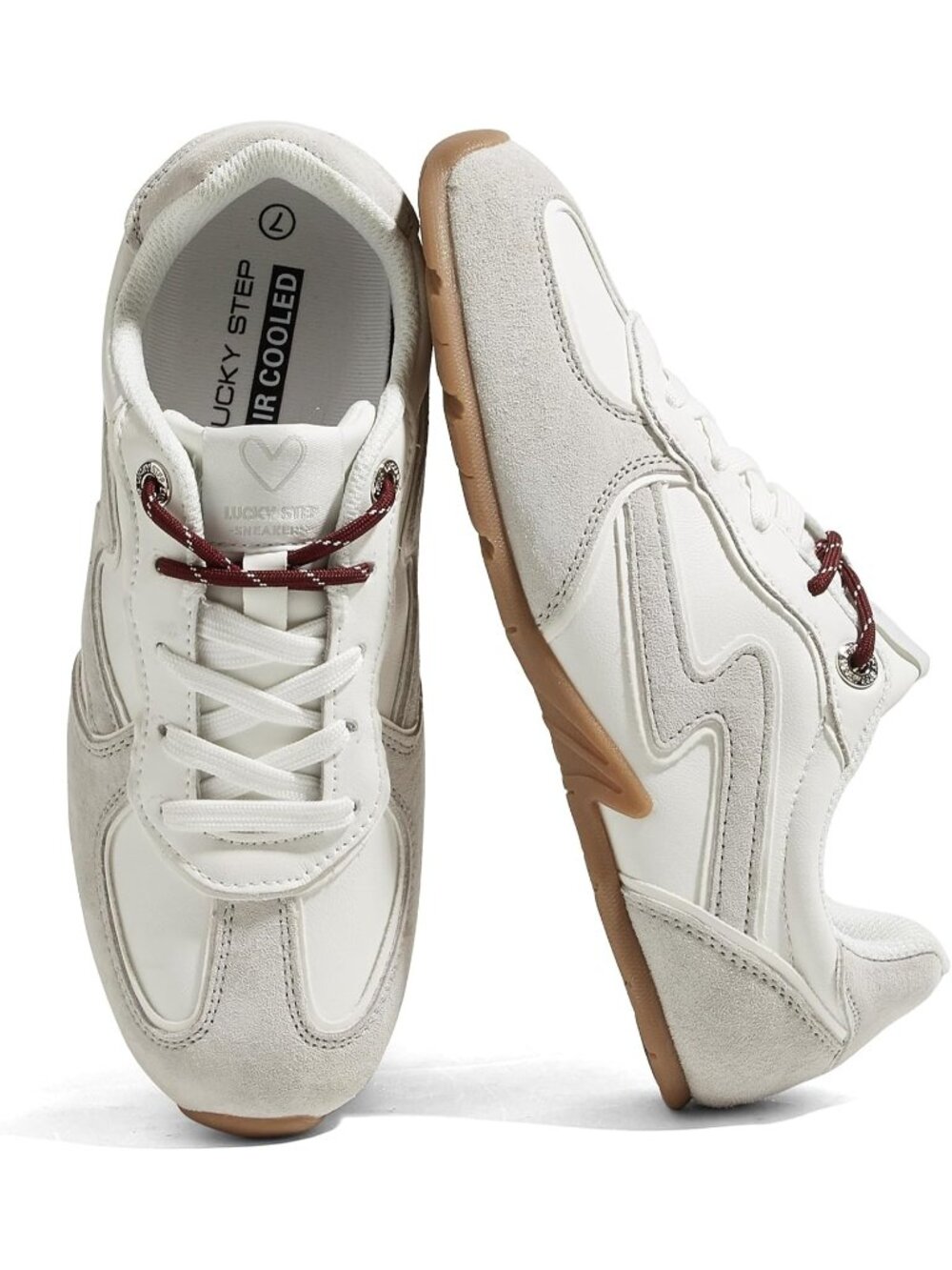 Women's White/Grey Retro Fashion Workout Classic Thin Sole Casual Sneaker Shoes